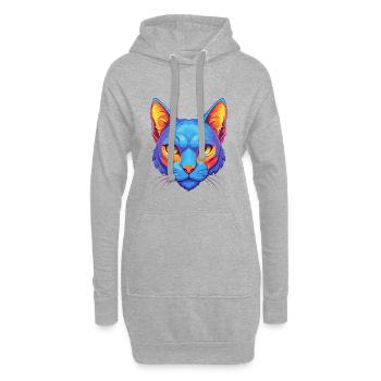 Chat bleu russe, animal de compagnie de dessin animé Kawaii - Sweat-shirt à capuche long Femme - gris chiné - Devant