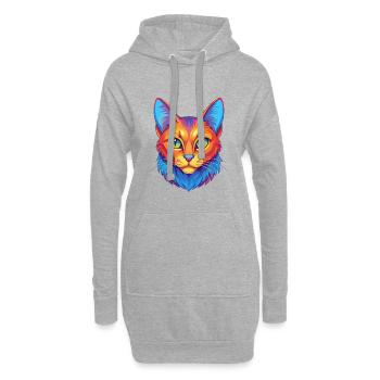 Chat Somali Shorthair Race Dessin animé Kawaii Animal P - Sweat-shirt à capuche long Femme - gris chiné - Devant
