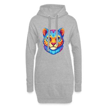 Bébé chat léopard des neiges, dessin animé, animal kawaii - Sweat-shirt à capuche long Femme - gris chiné - Devant