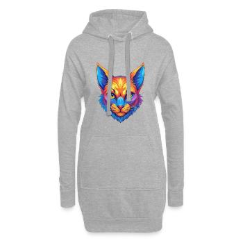 Khao Manee Chat Race Dessin Animé Kawaii Animal Pet - Sweat-shirt à capuche long Femme - gris chiné - Devant