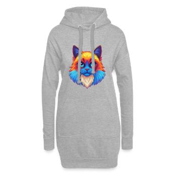 Ragdoll Katze Rasse Cartoon Kawaii Tier Haustier - Hoodie-Kleid - Grau meliert - Vorne