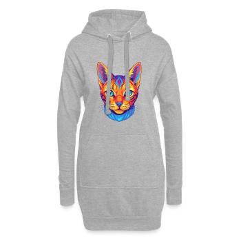 Ocicat Chat domestique race dessin animé Kawaii Animal Pe - Sweat-shirt à capuche long Femme - gris chiné - Devant