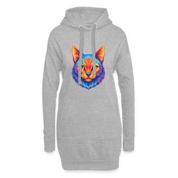 Manx Chat Race Dessin animé Kawaii Animal Pet - Sweat-shirt à capuche long Femme - gris chiné - Devant