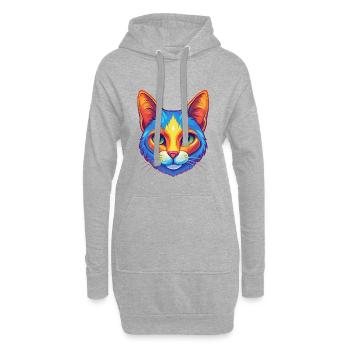 Japanische Bobtail Katze Rasse Karikatur Kawaii Tier P - Hoodie-Kleid - Grau meliert - Vorne