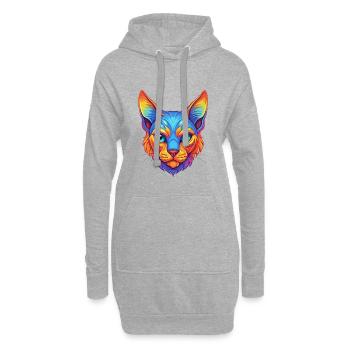 Chat Rex allemand, race de chat, dessin animé, animal de compagnie kawaii - Sweat-shirt à capuche long Femme - gris chiné - Devant