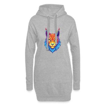 lynx eurasien chat race dessin animé Kawaii animal de compagnie - Sweat-shirt à capuche long Femme - gris chiné - Devant