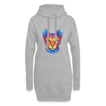 Égyptien Mau Chat Race Dessin Animé Kawaii Animal Pet - Sweat-shirt à capuche long Femme - gris chiné - Devant