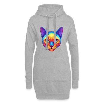 Burmesische Katze Rasse Karikatur Kawaii Tier Haustier - Hoodie-Kleid - Grau meliert - Vorne