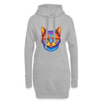 Américain Wirehair Chat Race Dessin animé Kawaii Animal - Sweat-shirt à capuche long Femme - gris chiné - Devant