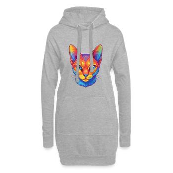 Abessinische Kurzhaarkatze Rasse Karikatur Kawaii Anim - Hoodie-Kleid - Grau meliert - Vorne