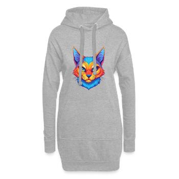 Ägäis Katze Rasse Karikatur Kawaii Tier Haustier - Hoodie-Kleid - Grau meliert - Vorne