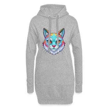 Ägäis Katze Rasse Karikatur Kawaii Tier Haustier - Hoodie-Kleid - Grau meliert - Vorne