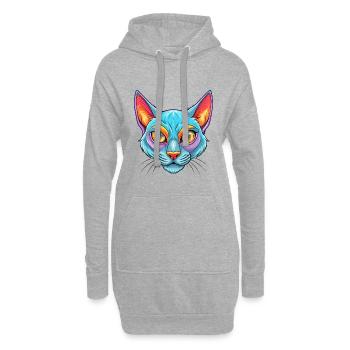 Bombay Chat Race Dessin animé Kawaii Animal Pet - Sweat-shirt à capuche long Femme - gris chiné - Devant
