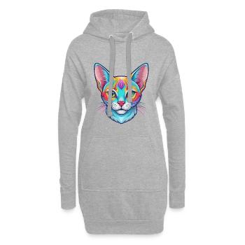 Abessinische Kurzhaarkatze Rasse Karikatur Kawaii Anim - Hoodie-Kleid - Grau meliert - Vorne