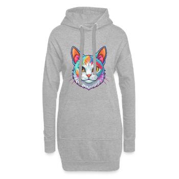 Américain Wirehair Chat Race Dessin animé Kawaii Animal - Sweat-shirt à capuche long Femme - gris chiné - Devant