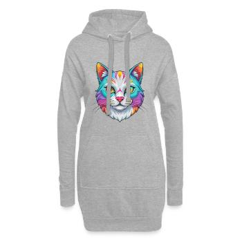 Amerikanische Polydactyl Katzenrasse Cartoon Kawaii Anima - Hoodie-Kleid - Grau meliert - Vorne