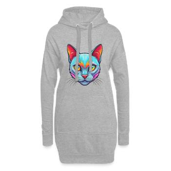 Burmesische Katze Rasse Karikatur Kawaii Tier Haustier - Hoodie-Kleid - Grau meliert - Vorne