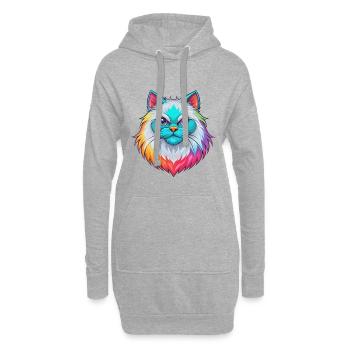 Colorpoint Chat Persan Race Dessin animé Kawaii Animal - Sweat-shirt à capuche long Femme - gris chiné - Devant