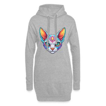 Devon Rex Chat Race Dessin animé Kawaii Animal Pet - Sweat-shirt à capuche long Femme - gris chiné - Devant