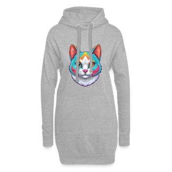 Japanische Bobtail Katze Rasse Karikatur Kawaii Tier P - Hoodie-Kleid - Grau meliert - Vorne