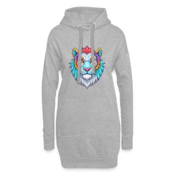 Liger Hybrid Löwe Tiger Katzenrasse Karikatur Kawaii A - Hoodie-Kleid - Grau meliert - Vorne