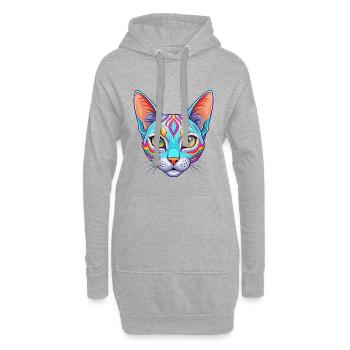 Ocicat Chat Race Dessin Animé Kawaii Animal Pet - Sweat-shirt à capuche long Femme - gris chiné - Devant