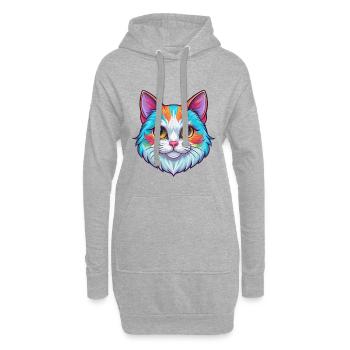 Munchkin Katze Rasse Karikatur Kawaii Tier Haustier - Hoodie-Kleid - Grau meliert - Vorne