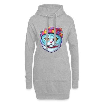 Schottische Falten Katze Rasse Karikatur Kawaii Tier Haustier - Hoodie-Kleid - Grau meliert - Vorne