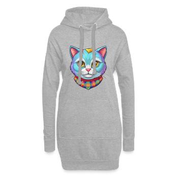 Schottisch Kurzhaar Katze Rasse Karikatur Kawaii Tier - Hoodie-Kleid - Grau meliert - Vorne