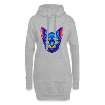 Abessinische Kurzhaarkatze Rasse Karikatur Kawaii Anim - Hoodie-Kleid - Grau meliert - Vorne