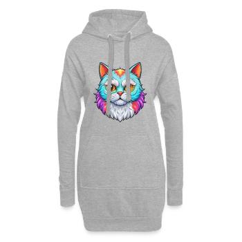Selkirk Rex Katzenrasse Cartoon Kawaii Tier Haustier - Hoodie-Kleid - Grau meliert - Vorne