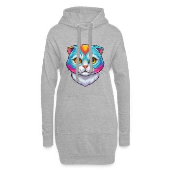 Schottische Falten Kurzhaar Katzenrasse Karikatur Kawaii A - Hoodie-Kleid - Grau meliert - Vorne