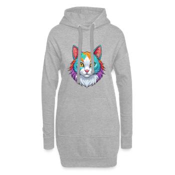 Turc Van Chat Race Dessin Animé Kawaii Animal Pet - Sweat-shirt à capuche long Femme - gris chiné - Devant