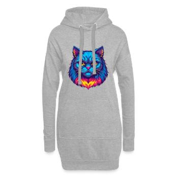 Britannique Chat à poil long Race Dessin animé Kawaii Animal P - Sweat-shirt à capuche long Femme - gris chiné - Devant