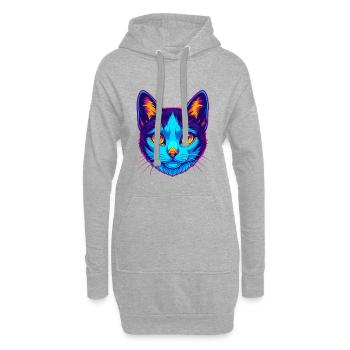 Japanische Bobtail Katze Rasse Karikatur Kawaii Tier P - Hoodie-Kleid - Grau meliert - Vorne