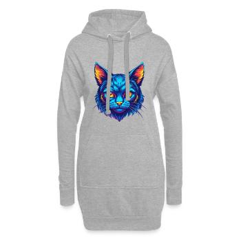 Manx Chat Race Dessin animé Kawaii Animal Pet - Sweat-shirt à capuche long Femme - gris chiné - Devant