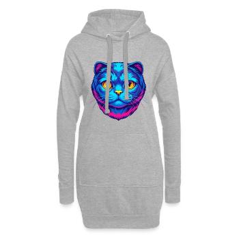 Chat Scottish Fold de race dessin animé kawaii animal de compagnie - Sweat-shirt à capuche long Femme - gris chiné - Devant