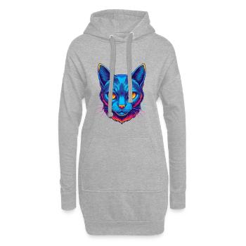 Chat bleu russe race dessin animé Kawaii animal de compagnie - Sweat-shirt à capuche long Femme - gris chiné - Devant
