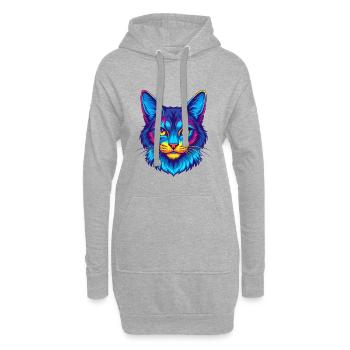 Chat Somali Race Dessin animé Kawaii Animal Pet - Sweat-shirt à capuche long Femme - gris chiné - Devant