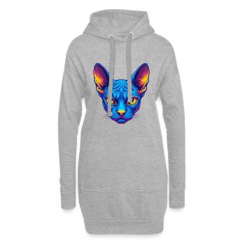 Chat Sphynx Race de chat Dessin animé Kawaii Animal de compagnie - Sweat-shirt à capuche long Femme - gris chiné - Devant