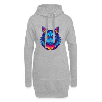 Angora turc Chat Race Dessin animé Kawaii Animal Pet - Sweat-shirt à capuche long Femme - gris chiné - Devant