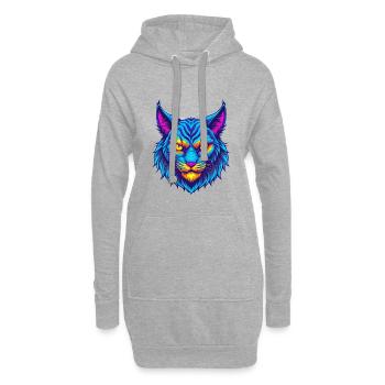 Highlander Katzenrasse Cartoon Kawaii Tier Haustier - Hoodie-Kleid - Grau meliert - Vorne