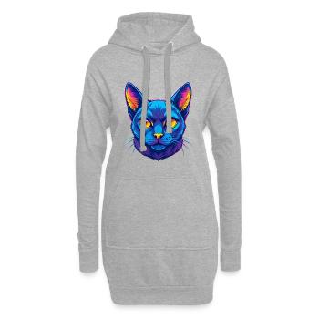 Europäische Burma-Katzenrasse Karikatur Kawaii Tier P - Hoodie-Kleid - Grau meliert - Vorne