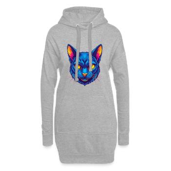 Bombay Chat Race Dessin animé Kawaii Animal Pet - Sweat-shirt à capuche long Femme - gris chiné - Devant