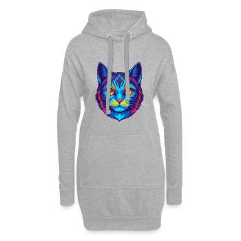 Américain Wirehair Chat Race Dessin animé Kawaii Animal - Sweat-shirt à capuche long Femme - gris chiné - Devant