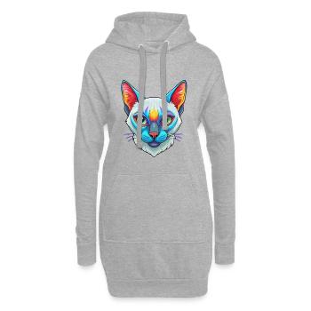 Tonkinois Chat Race Dessin Animé Kawaii Animal Pet - Sweat-shirt à capuche long Femme - gris chiné - Devant