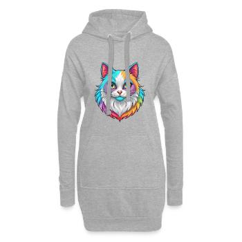Ragdoll Chat Race Dessin animé Kawaii Animal Pet - Sweat-shirt à capuche long Femme - gris chiné - Devant