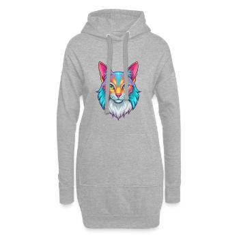Chat Somali Race Dessin animé Kawaii Animal Pet - Sweat-shirt à capuche long Femme - gris chiné - Devant