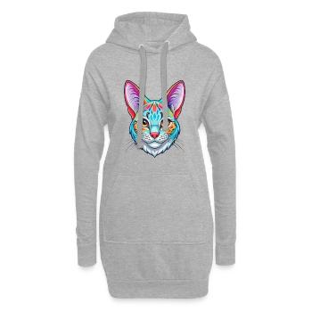 Savannah Chat Race Dessin Animé Kawaii Animal Pet - Sweat-shirt à capuche long Femme - gris chiné - Devant