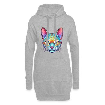Ocicat Chat domestique race dessin animé Kawaii Animal Pe - Sweat-shirt à capuche long Femme - gris chiné - Devant